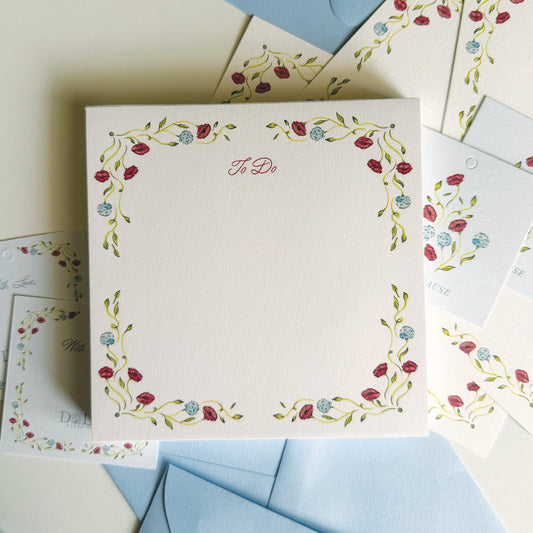 Red and Blue Peony Notepad