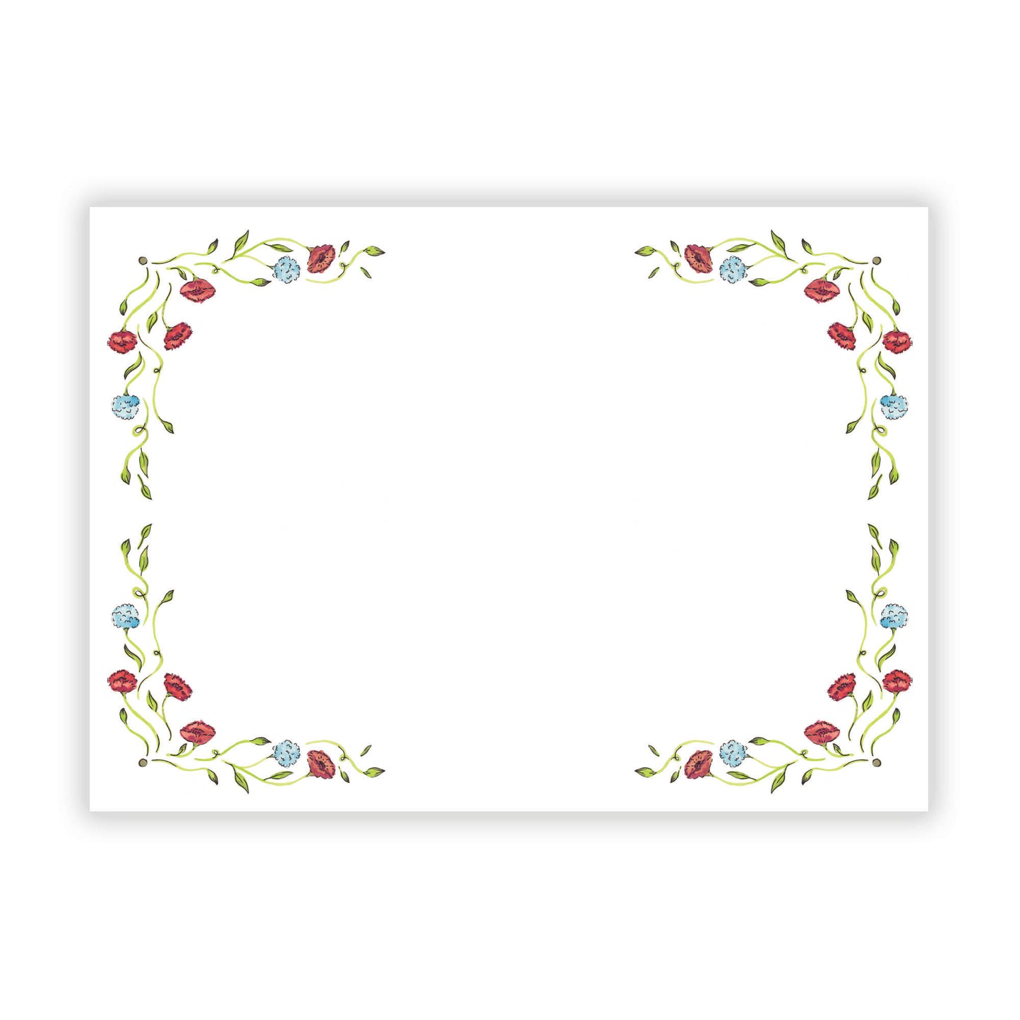 Red and Blue Peony Stationery