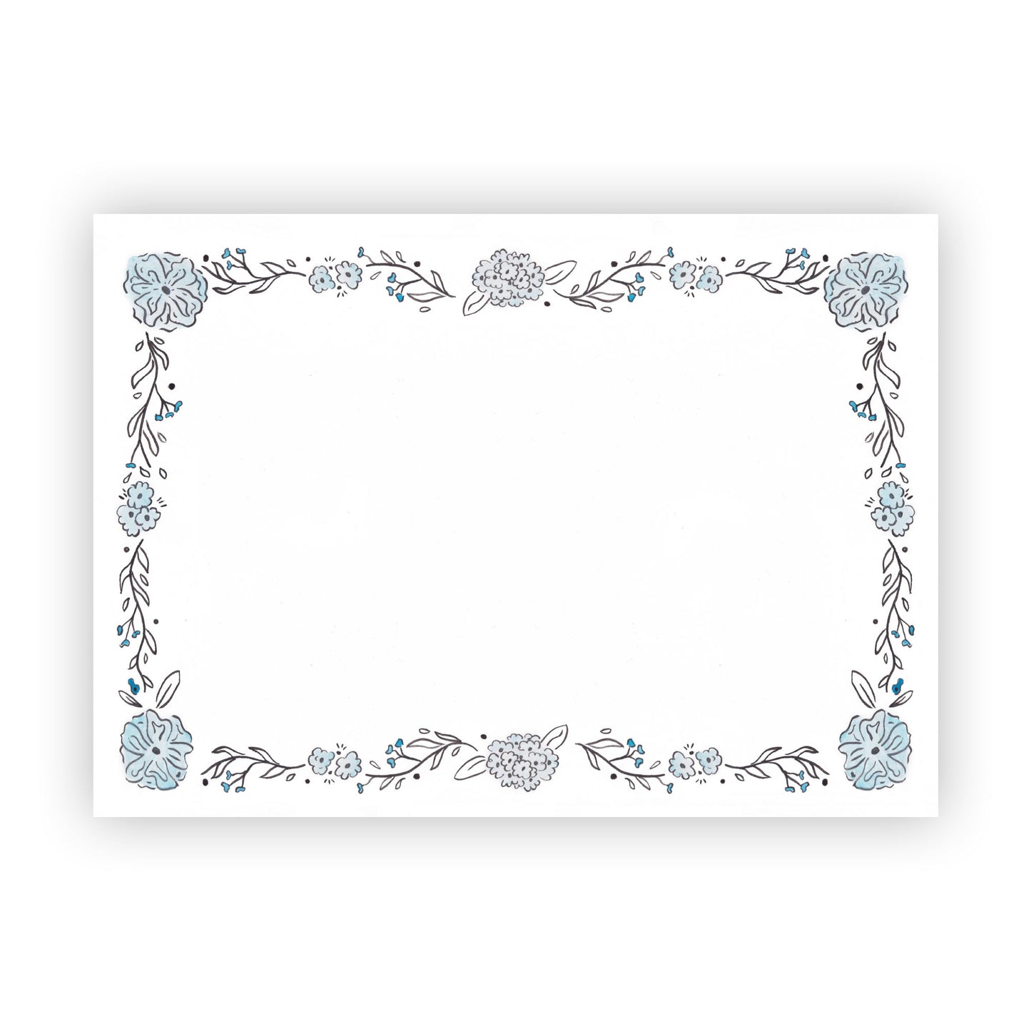 Blue Hydrangea Border Stationery
