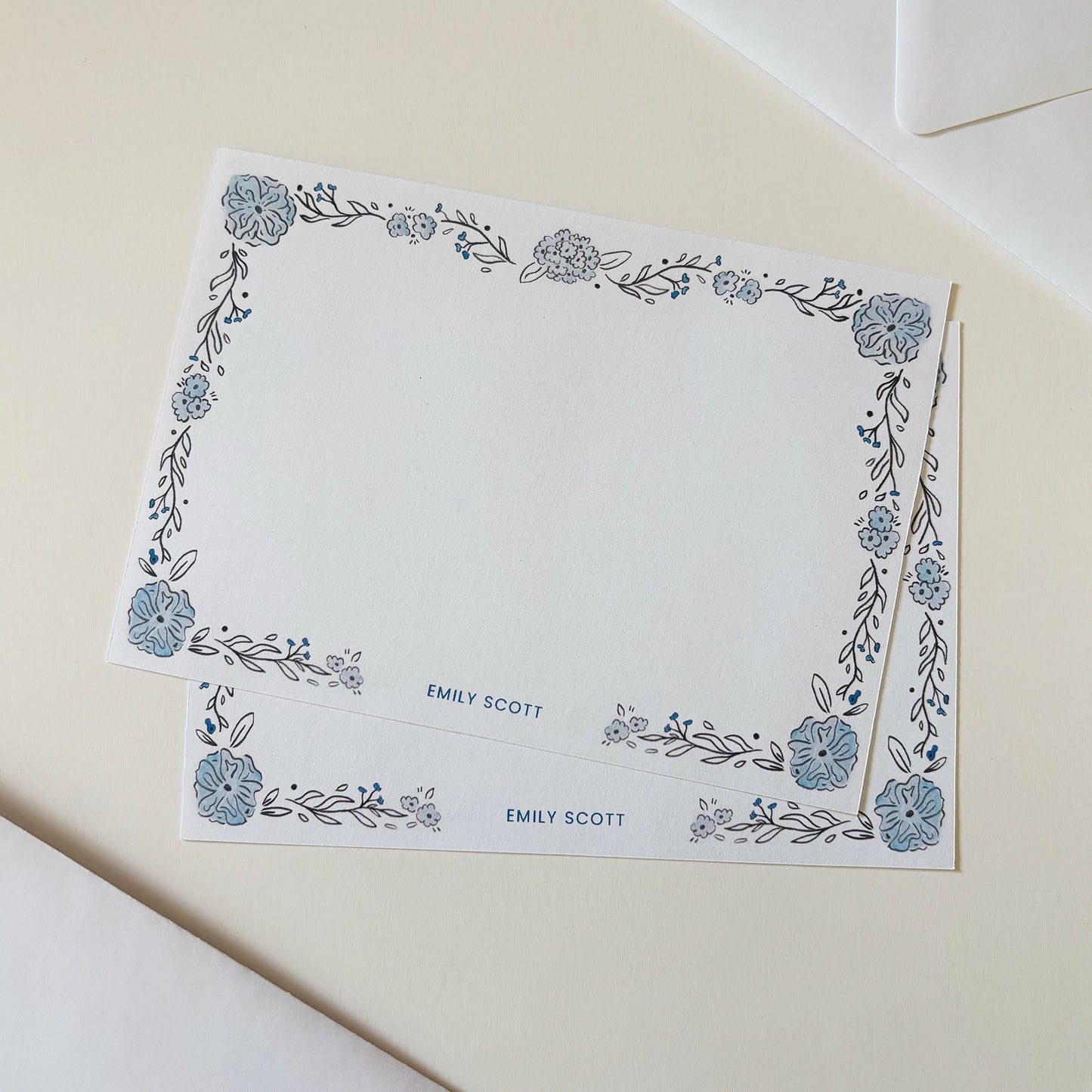 Blue Hydrangea Border Stationery