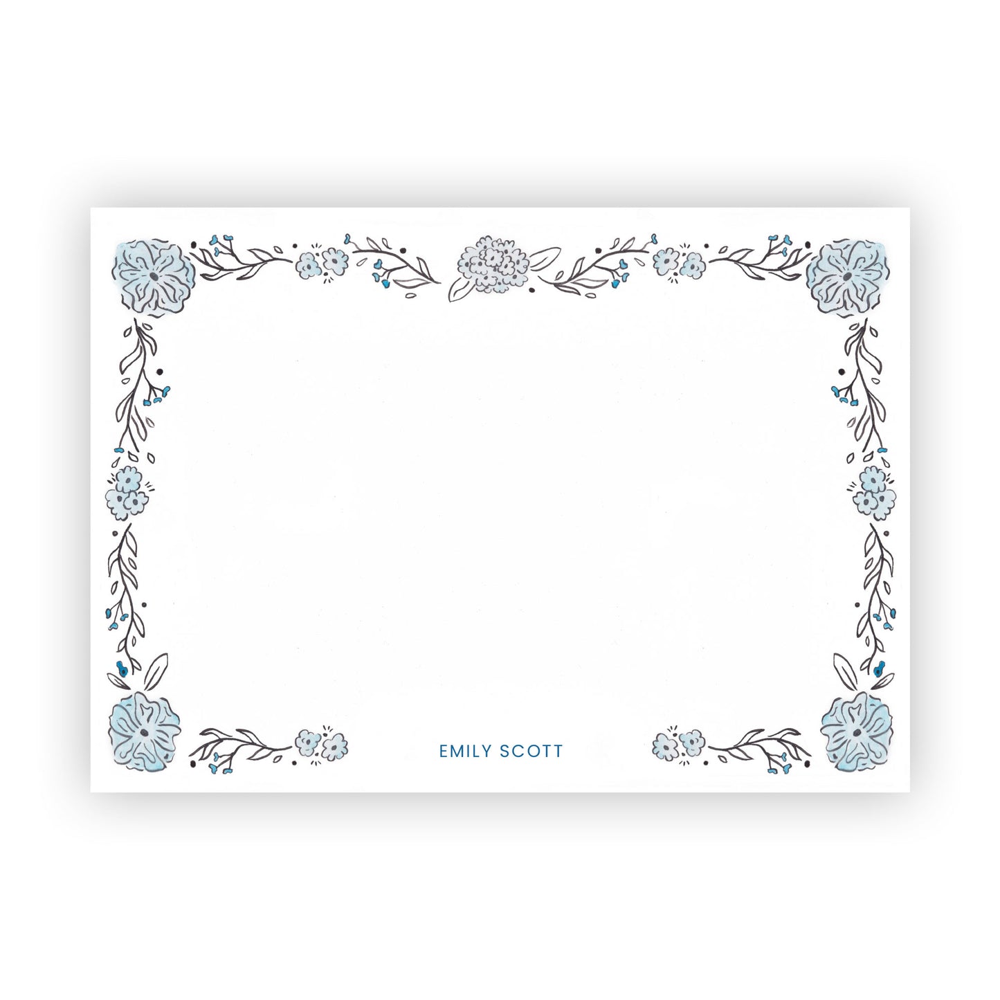 Blue Hydrangea Border Stationery