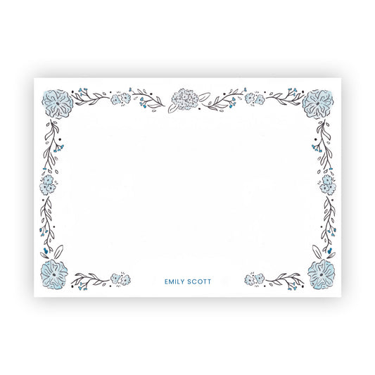 Blue Hydrangea Border Stationery
