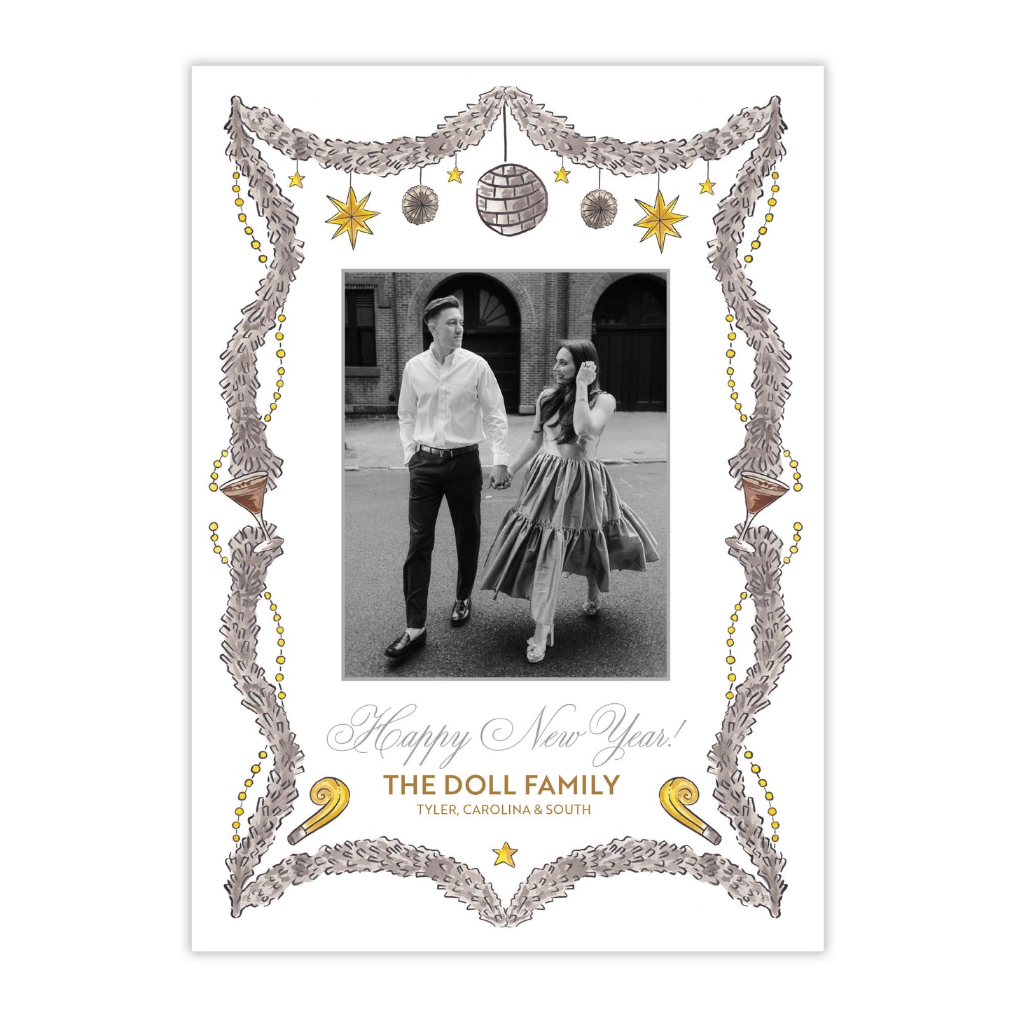 Champagne Wishes New Year's Card