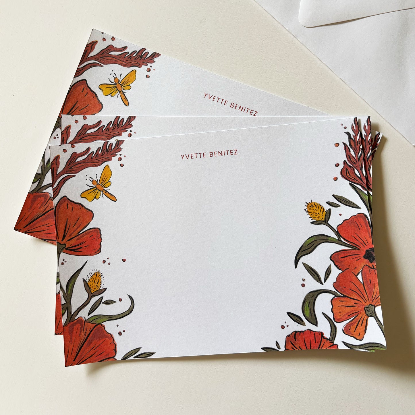 Orange Poppies Stationery