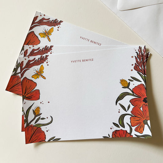 Orange Poppies Stationery