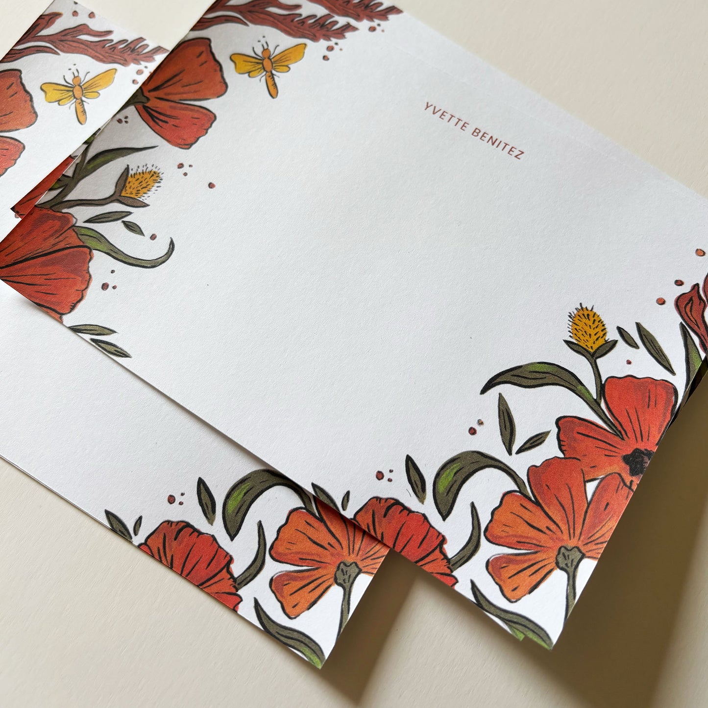 Orange Poppies Stationery