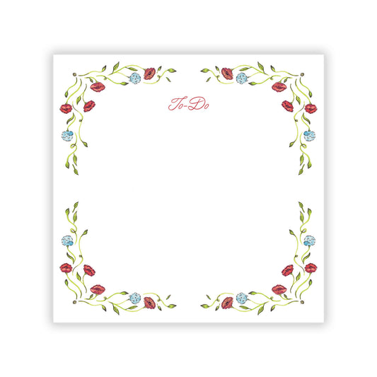Red and Blue Peony Notepad
