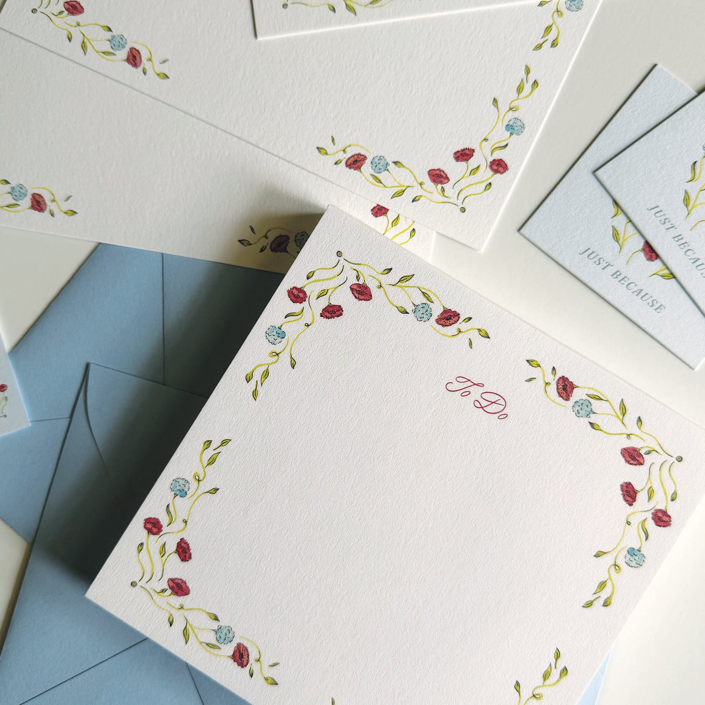 Red and Blue Peony Notepad