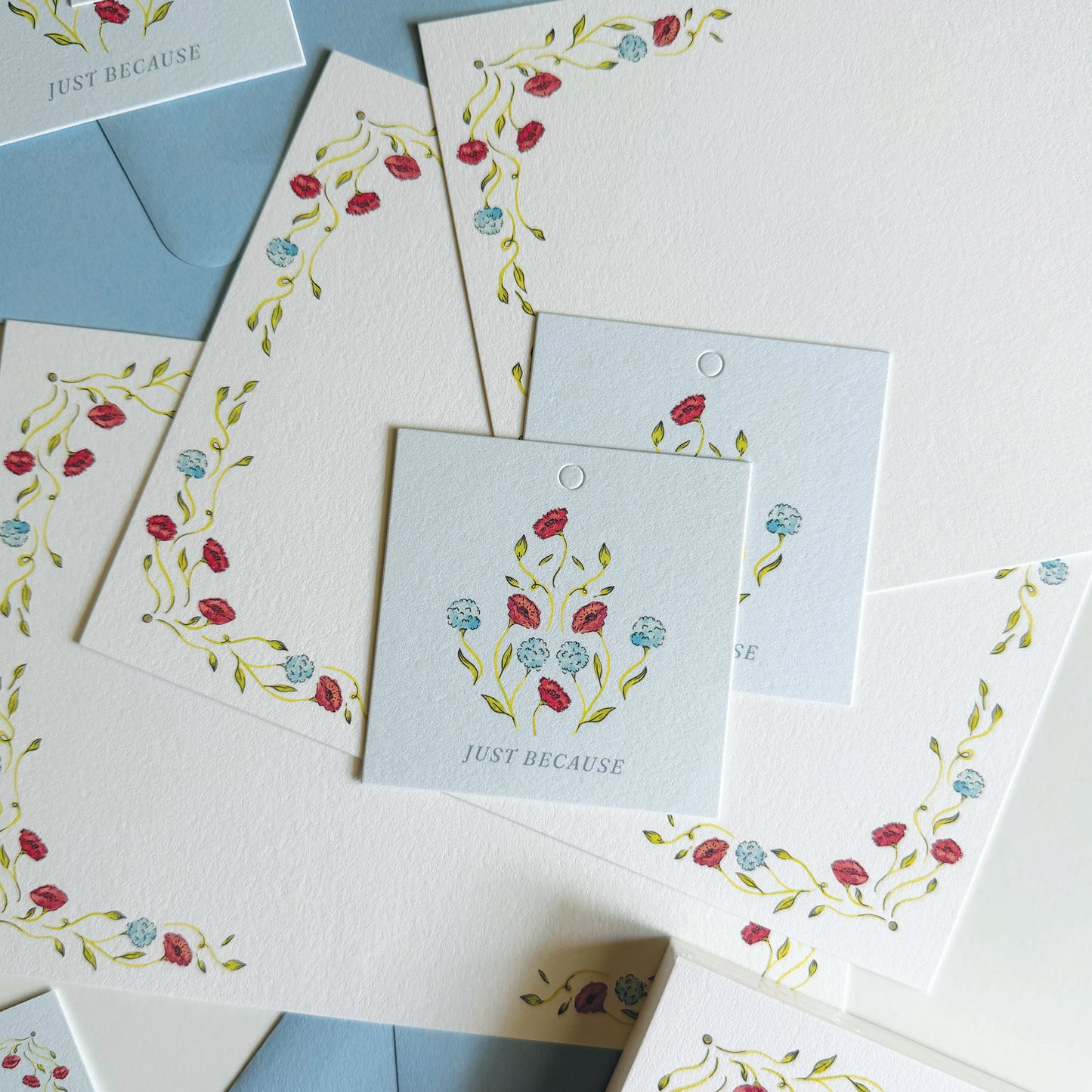 Red and Blue Peony Gift Tags