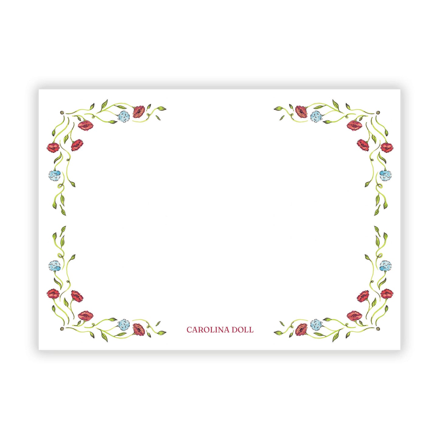 Red and Blue Peony Stationery