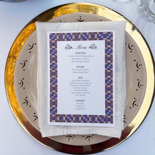 Cozy Quilt Collection Menu