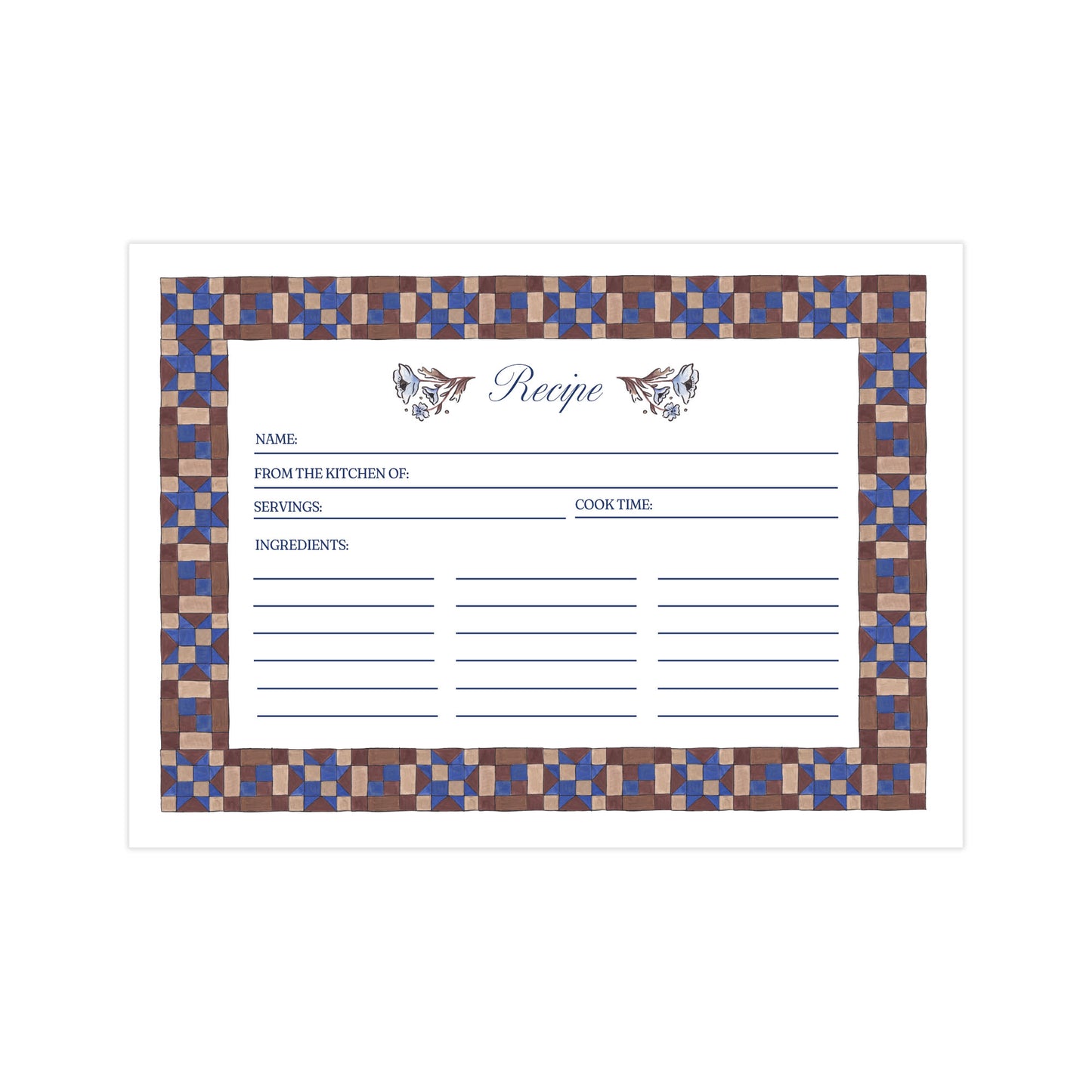 Cozy Quilt Collection Recipe Card